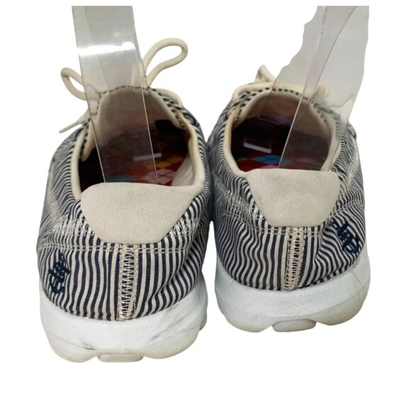 Skechers On The Go Womens Size 8.5 Lace Tie Up Sneakers Shoes Blue White Striped - Picture 4 of 5